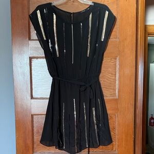 Ark & Co Black Mini Dress with Gold Sequin Stripes